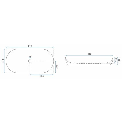 REA-U8403 - Aufsatzwaschbecken CLEO 41x81 cm Keramik/Marmoroptik