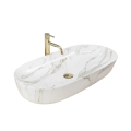 REA-U8404 - Aufsatzwaschbecken CLEO 41 x 81 cm, Keramik, weiß, Marmordekor