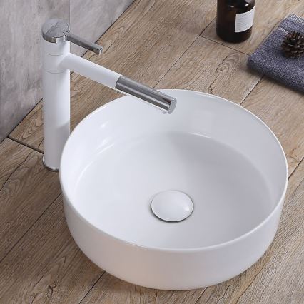 REA-U8493 - Aufsatzwaschbecken ELMA Ø 45 cm Keramik/glänzendes Weiß