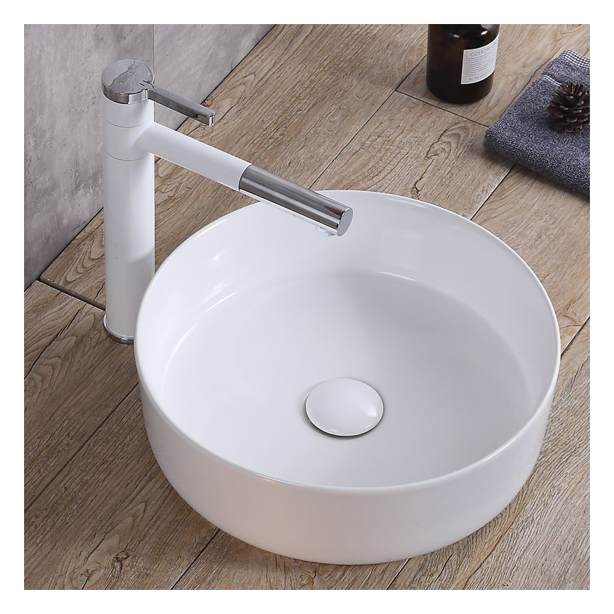 REA-U8493 - Aufsatzwaschbecken ELMA Ø 45 cm Keramik/glänzendes Weiß