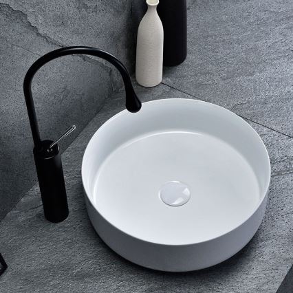 REA-U8493 - Aufsatzwaschbecken ELMA Ø 45 cm Keramik/glänzendes Weiß