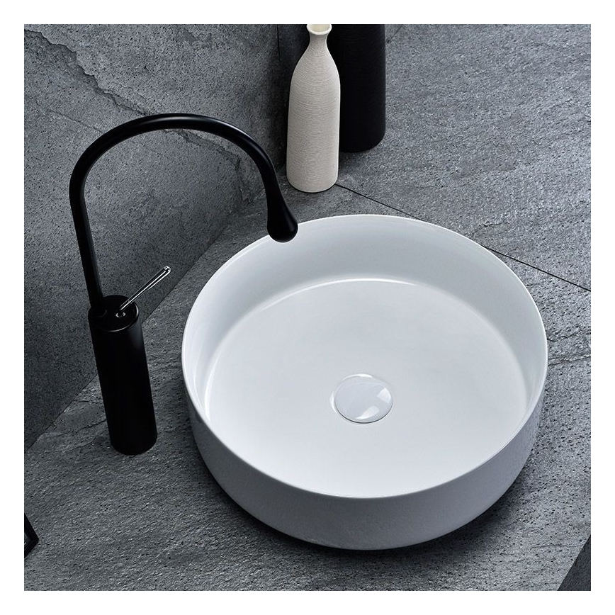 REA-U8493 - Aufsatzwaschbecken ELMA Ø 45 cm Keramik/glänzendes Weiß
