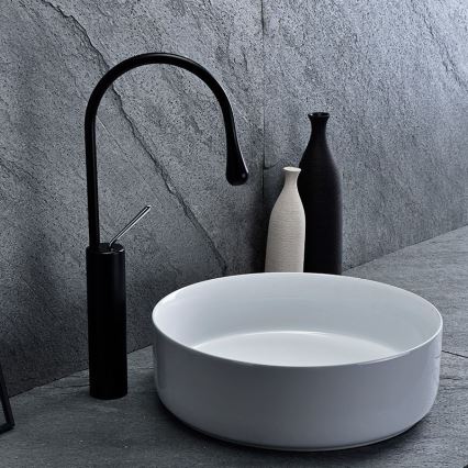 REA-U8493 - Aufsatzwaschbecken ELMA Ø 45 cm Keramik/glänzendes Weiß