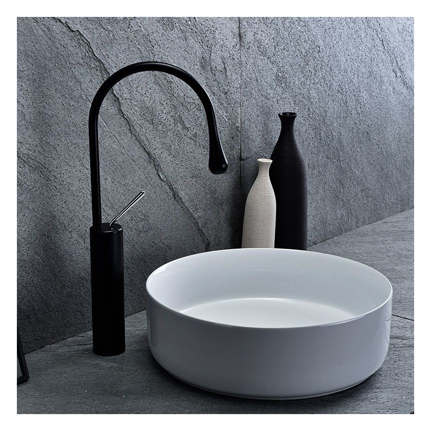 REA-U8493 - Aufsatzwaschbecken ELMA Ø 45 cm Keramik/glänzendes Weiß