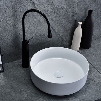 REA-U8493 - Aufsatzwaschbecken ELMA Ø 45 cm Keramik/glänzendes Weiß