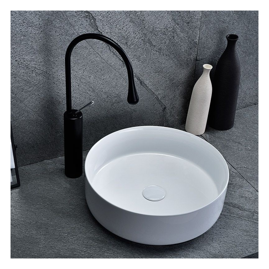 REA-U8493 - Aufsatzwaschbecken ELMA Ø 45 cm Keramik/glänzendes Weiß