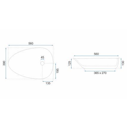 REA-U8536 - Aufsatzwaschbecken GRETA 39x56 cm Keramik/glänzend weiß