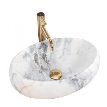 REA-U8567 - Aufsatzwaschbecken LINDA 34x48,5 cm Keramik mit Marmor-Dekor
