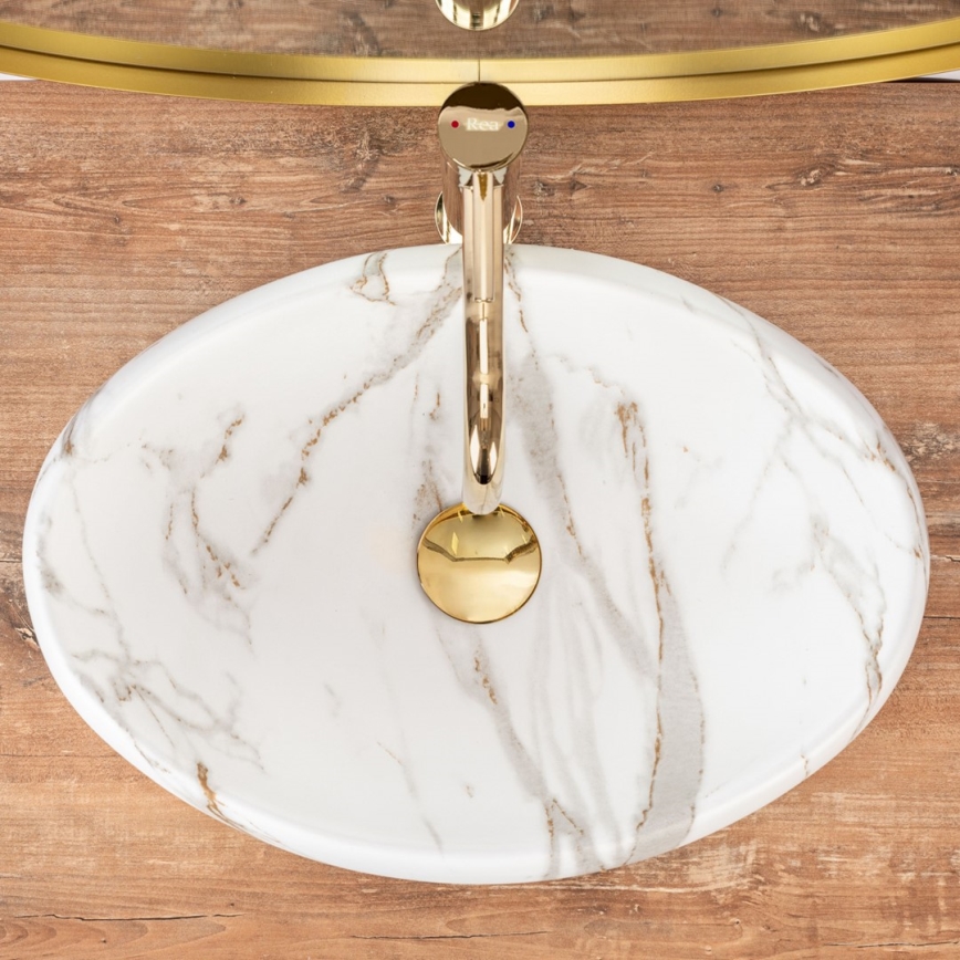 REA-U8568 - Aufsatzwaschbecken LINDA 34x48,5 cm Keramik/Marmor-Dekor