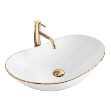 REA-U8570 - Aufsatzwaschbecken ROYAL 36x62 cm Keramik/Hochglanzweiß/Gold
