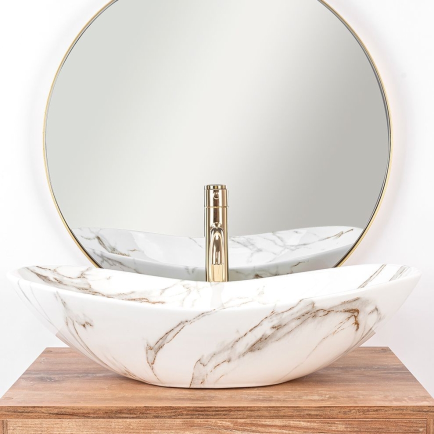 REA-U8597 - Aufsatzwaschbecken ROYAL 36x62 cm Keramik/Marmor-Dekor