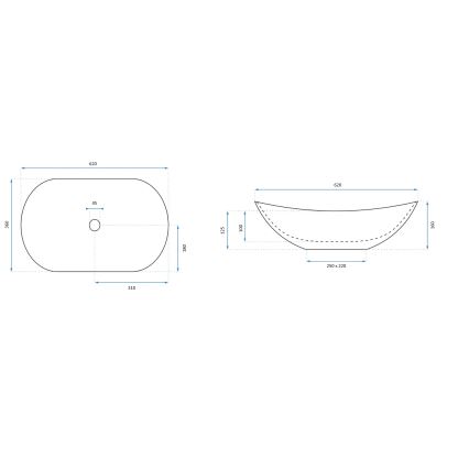 REA-U8597 - Aufsatzwaschbecken ROYAL 36x62 cm Keramik/Marmor-Dekor