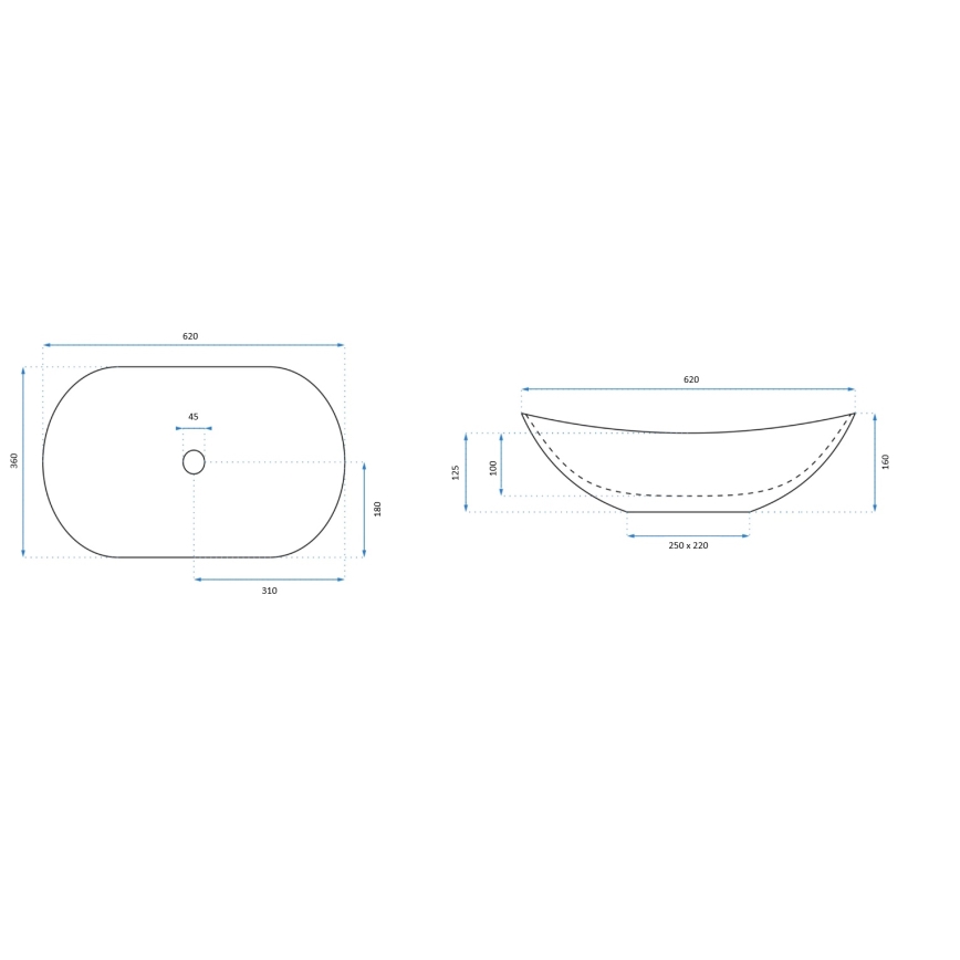 REA-U8597 - Aufsatzwaschbecken ROYAL 36x62 cm Keramik/Marmor-Dekor