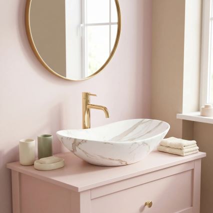 REA-U8598 - Aufsatzwaschbecken ROYAL 36x60,5 cm Keramik/Marmor-Dekor