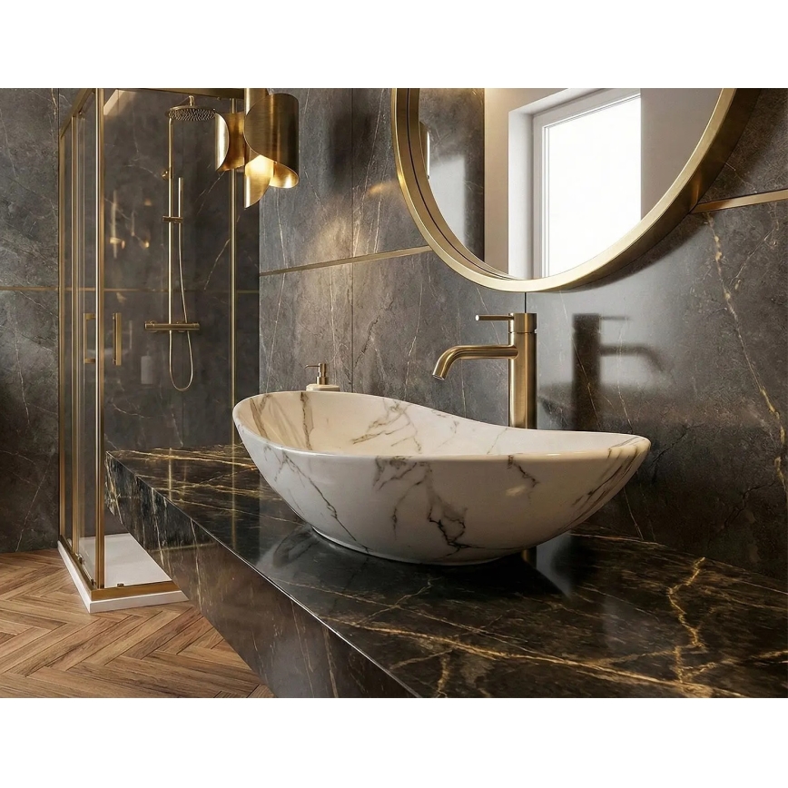 REA-U8598 - Aufsatzwaschbecken ROYAL 36x60,5 cm Keramik/Marmor-Dekor