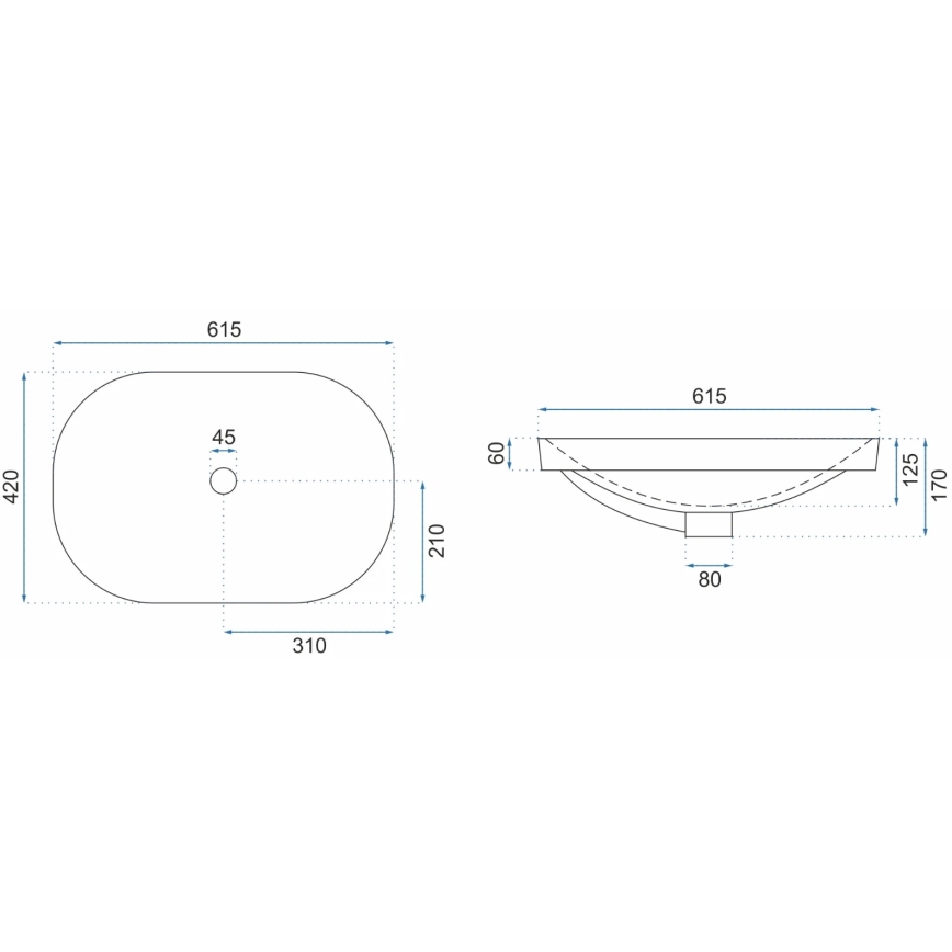 REA-U8700 - Aufsatzwaschbecken ARLETA 42x61,5 cm Keramik/glänzend weiß