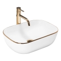 REA-U8736 - Aufsatzwaschbecken BELINDA 33,5x46,5 cm Keramik/weiß/gold
