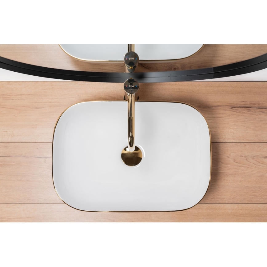 REA-U8736 - Aufsatzwaschbecken BELINDA 33,5x46,5 cm Keramik/weiß/gold