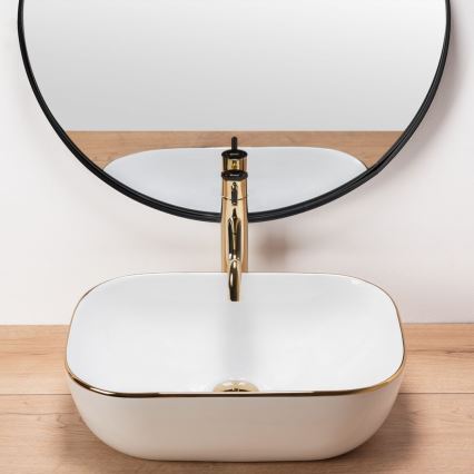 REA-U8736 - Aufsatzwaschbecken BELINDA 33,5x46,5 cm Keramik/weiß/gold