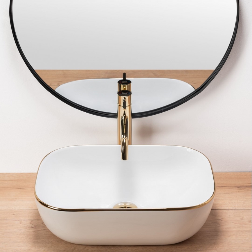 REA-U8736 - Aufsatzwaschbecken BELINDA 33,5x46,5 cm Keramik/weiß/gold