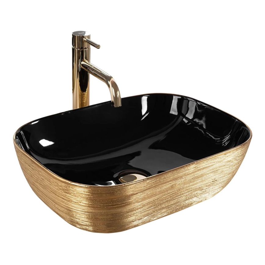 REA-U8780 - Aufsatzwaschbecken BELINDA 33x46,5 cm Keramik/schwarz/gold