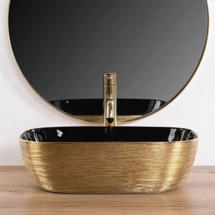 REA-U8780 - Aufsatzwaschbecken BELINDA 33x46,5 cm Keramik/schwarz/gold