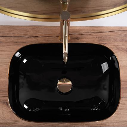 REA-U8780 - Aufsatzwaschbecken BELINDA 33x46,5 cm Keramik/schwarz/gold