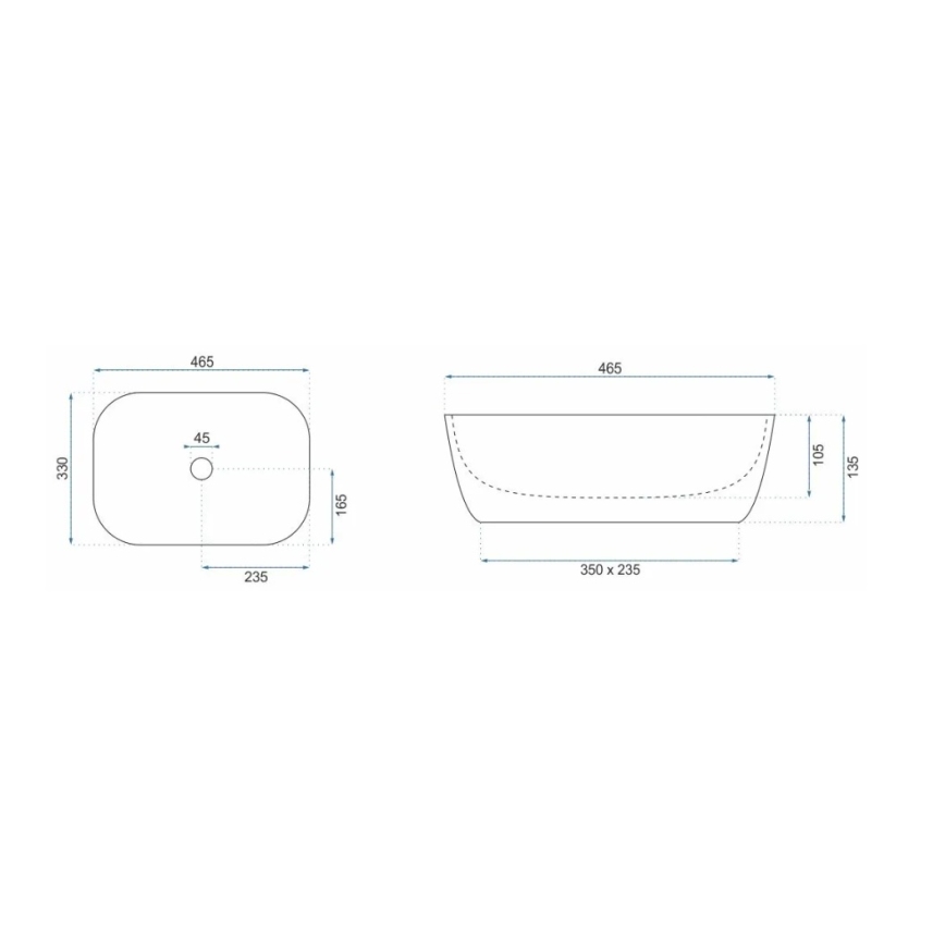 REA-U8780 - Aufsatzwaschbecken BELINDA 33x46,5 cm Keramik/schwarz/gold