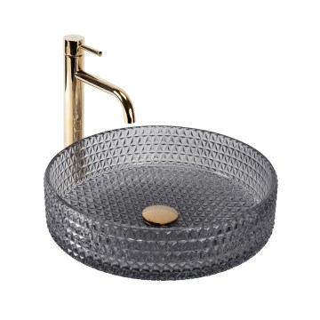 REA-U8880 - Aufsatzwaschbecken CRISTAL Ø 39 cm Glas/rauchgrau