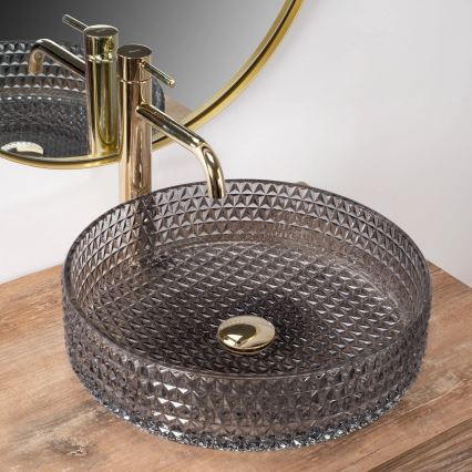 REA-U8880 - Aufsatzwaschbecken CRISTAL Ø 39 cm Glas/rauchgrau