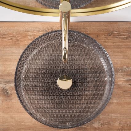 REA-U8880 - Aufsatzwaschbecken CRISTAL Ø 39 cm Glas/rauchgrau