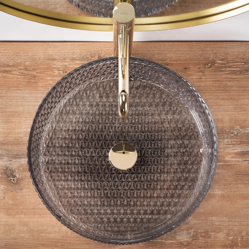 REA-U8880 - Aufsatzwaschbecken CRISTAL Ø 39 cm Glas/rauchgrau