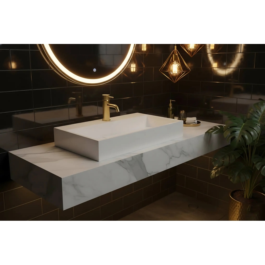 REA-U8901 - Aufsatzwaschbecken GOYA 37x60 cm Mineralguss/mattweiß