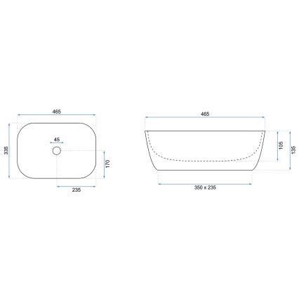 REA-U8907 - Aufsatzwaschbecken BELINDA 33,5x46,5 cm Keramik/schwarz/Marmordekor