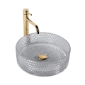 REA-U9615 - Aufsatzwaschbecken CRISTAL, Durchmesser 35,5 cm, Glas/grau