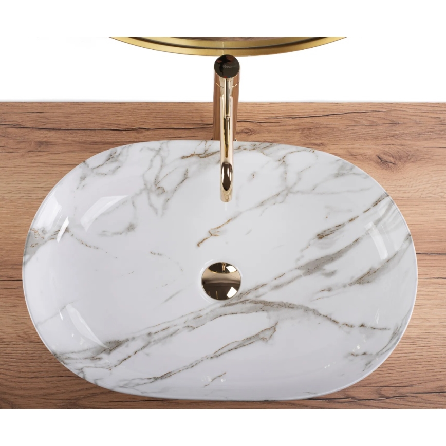 REA-U9656 - Aufsatzwaschbecken CLEO 41x60,5 cm Keramik/Marmor-Dekor