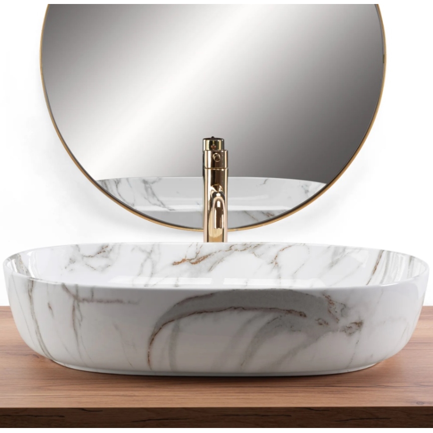 REA-U9656 - Aufsatzwaschbecken CLEO 41x60,5 cm Keramik/Marmor-Dekor