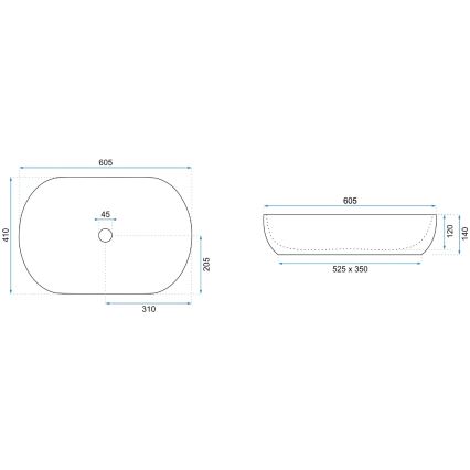 REA-U9656 - Aufsatzwaschbecken CLEO 41x60,5 cm Keramik/Marmor-Dekor