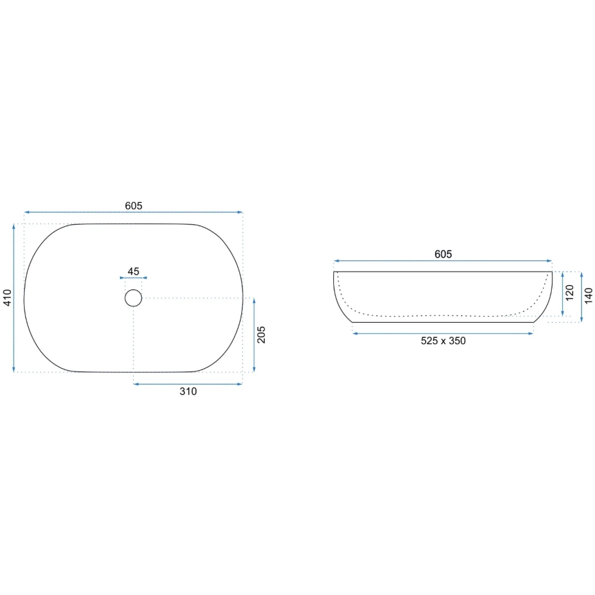 REA-U9656 - Aufsatzwaschbecken CLEO 41x60,5 cm Keramik/Marmor-Dekor