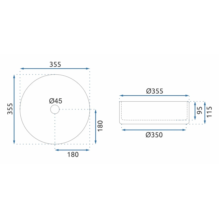 REA-U9670 - Aufsatzwaschbecken CRISTAL 35,5 cm Glas/transparent