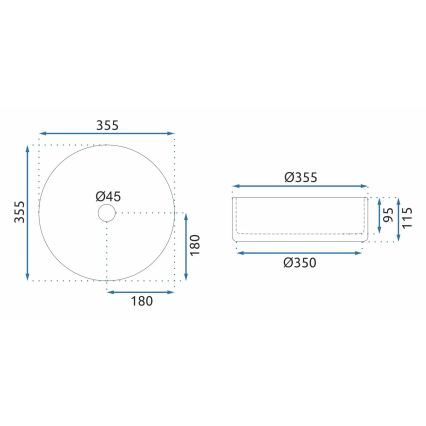REA-U9670 - Aufsatzwaschbecken CRISTAL Ø 35,5 cm Glas/transparent