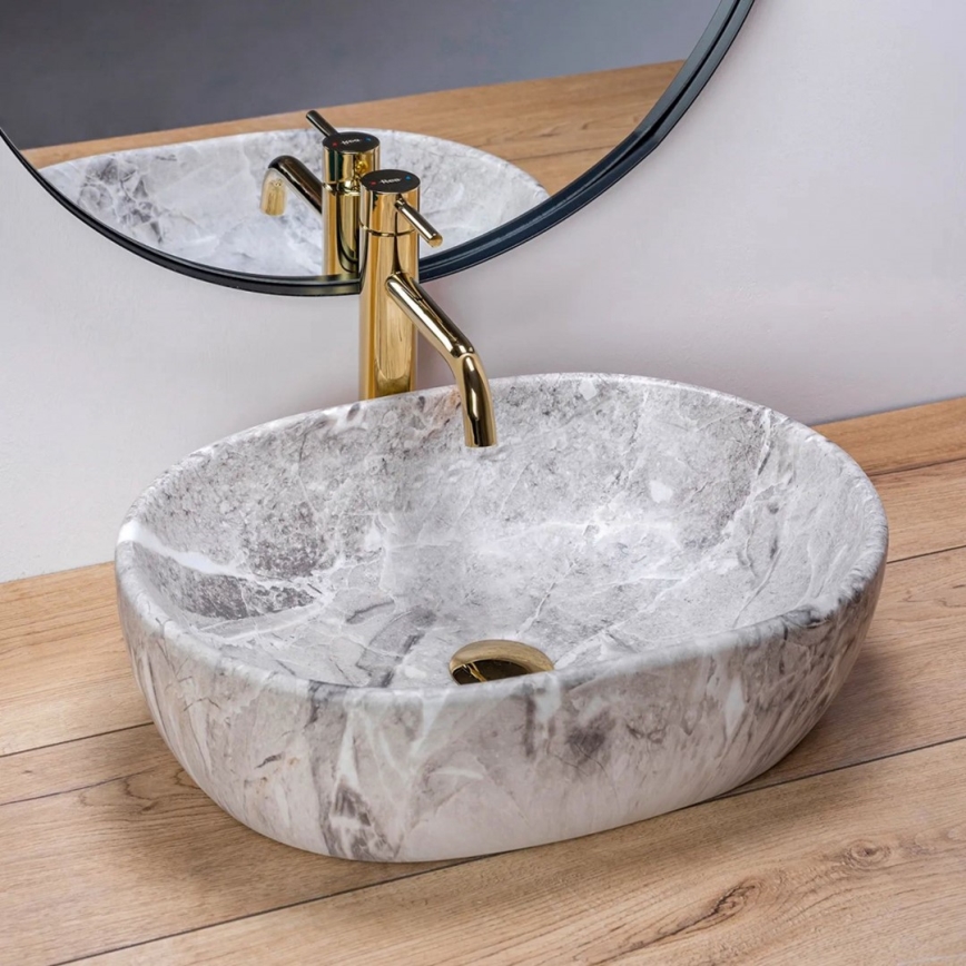 REA-U9888  - Aufsatzwaschbecken LARA 35x48,5 cm Keramik/Steinoptik