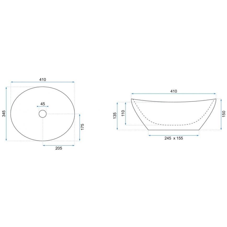 REA-U9908 - Aufsatzwaschbecken SOFIA 34,5x41 cm Keramik/Steinoptik