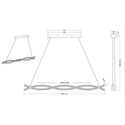 Reality - LED-Hängeleuchte an Schnur WAVE LED/16W/230V + LED/9W