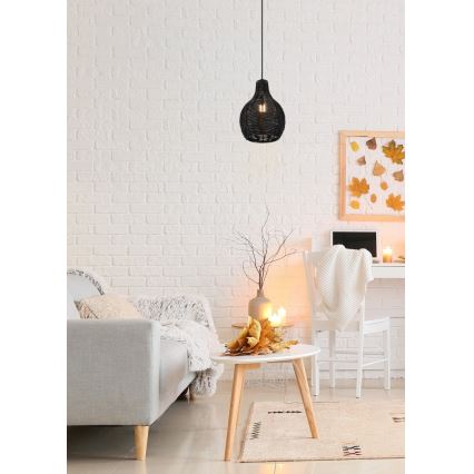 Reality - Pendelleuchte an Kabel SPROUT 1xE14/40W/230V schwarz/rattan