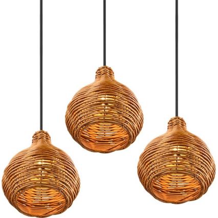 Reality - Pendelleuchte an Kabel SPROUT 3xE14/40W/230V braun/Rattan