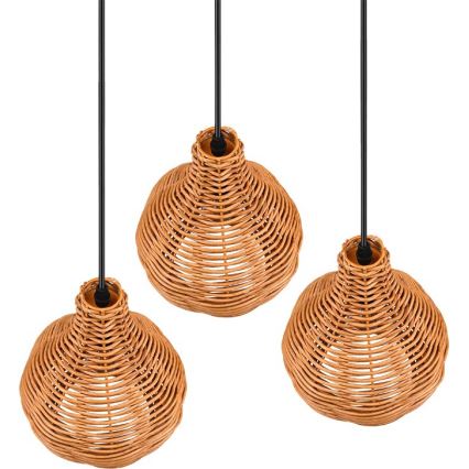 Reality - Pendelleuchte an Kabel SPROUT 3xE14/40W/230V braun/Rattan
