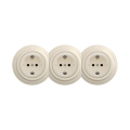Reblig - Dreifach-Retro-Haussteckdose mit Rahmen, SCHUKO 230 V, beige