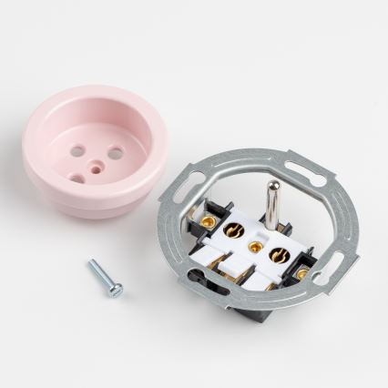 Reblig - Dreifache Retro-Steckdose für den Haushalt mit Rahmen 230V Altrosa
