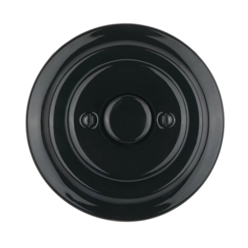 Reblig - Porzellan-Retro-Drehdimmer mit Rahmen 250V/10A schwarz